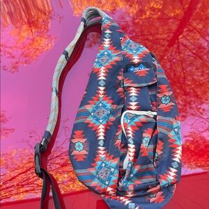 Kavu Geometric Sling Bag in Red and Blue